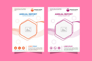 Hexagon Line Orange and Dark Pink Design Templates